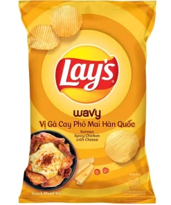Lay's Wavy Korean Spicy Chicken Cheese Potato Snack 54g Pack