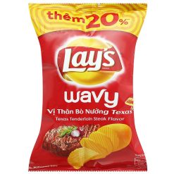 Snack Khoai Tây Vị Bò Nướng Wavy Texas của Lay's Gói 33g